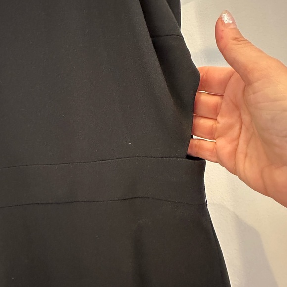 Halston Heritage Black Long Crepe Dress with Gold Belt high slit size 4 - Picture 10 of 16